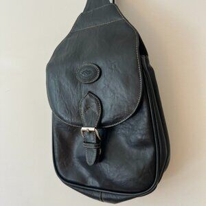 Black Vintage Leather Sling Bag